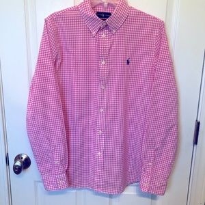 Pink and white gingham Ralph Lauren blouse size 12
